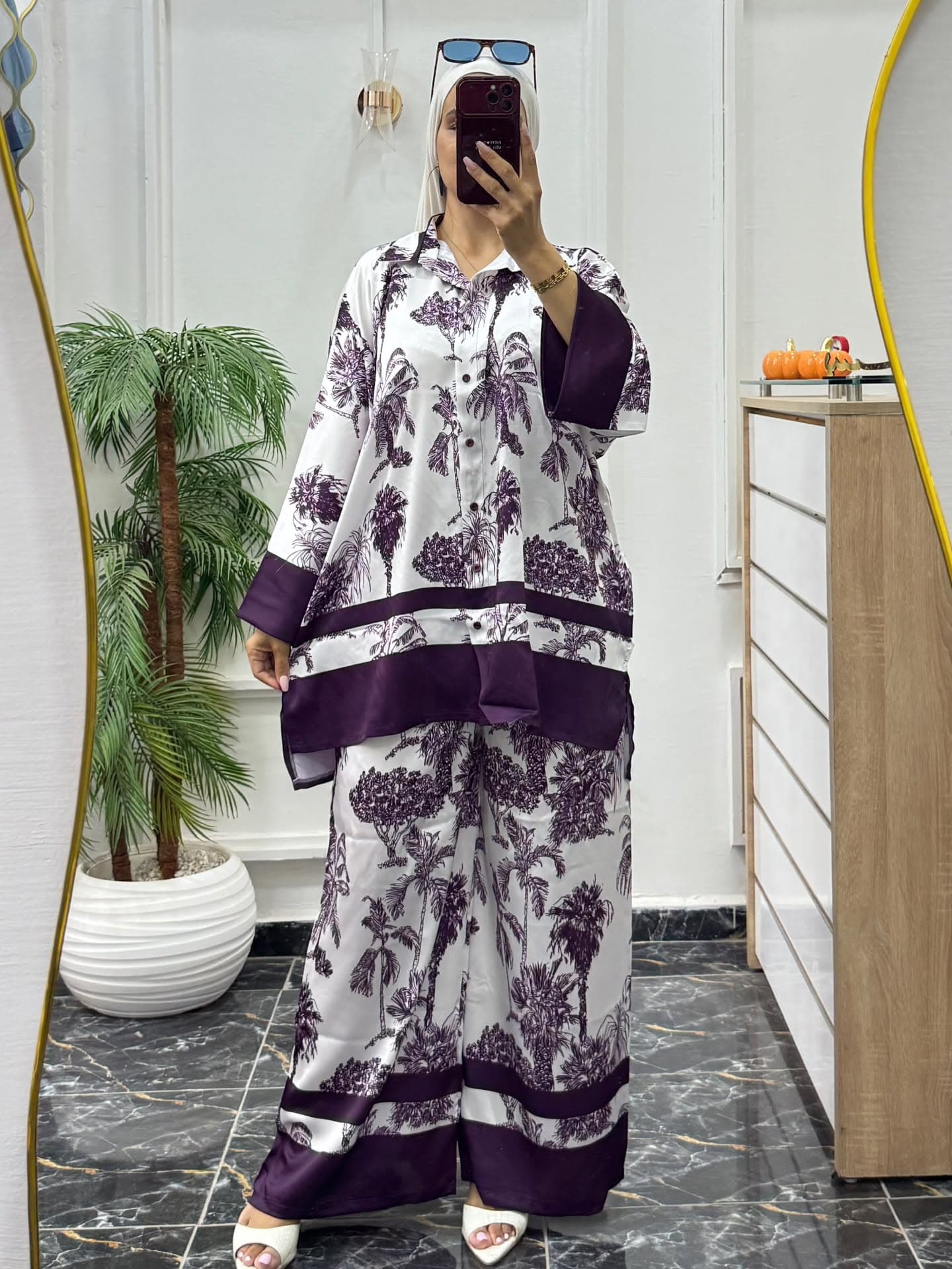 Ensemble Layla – Imprimé Satin 2 Pièces - Détail 2