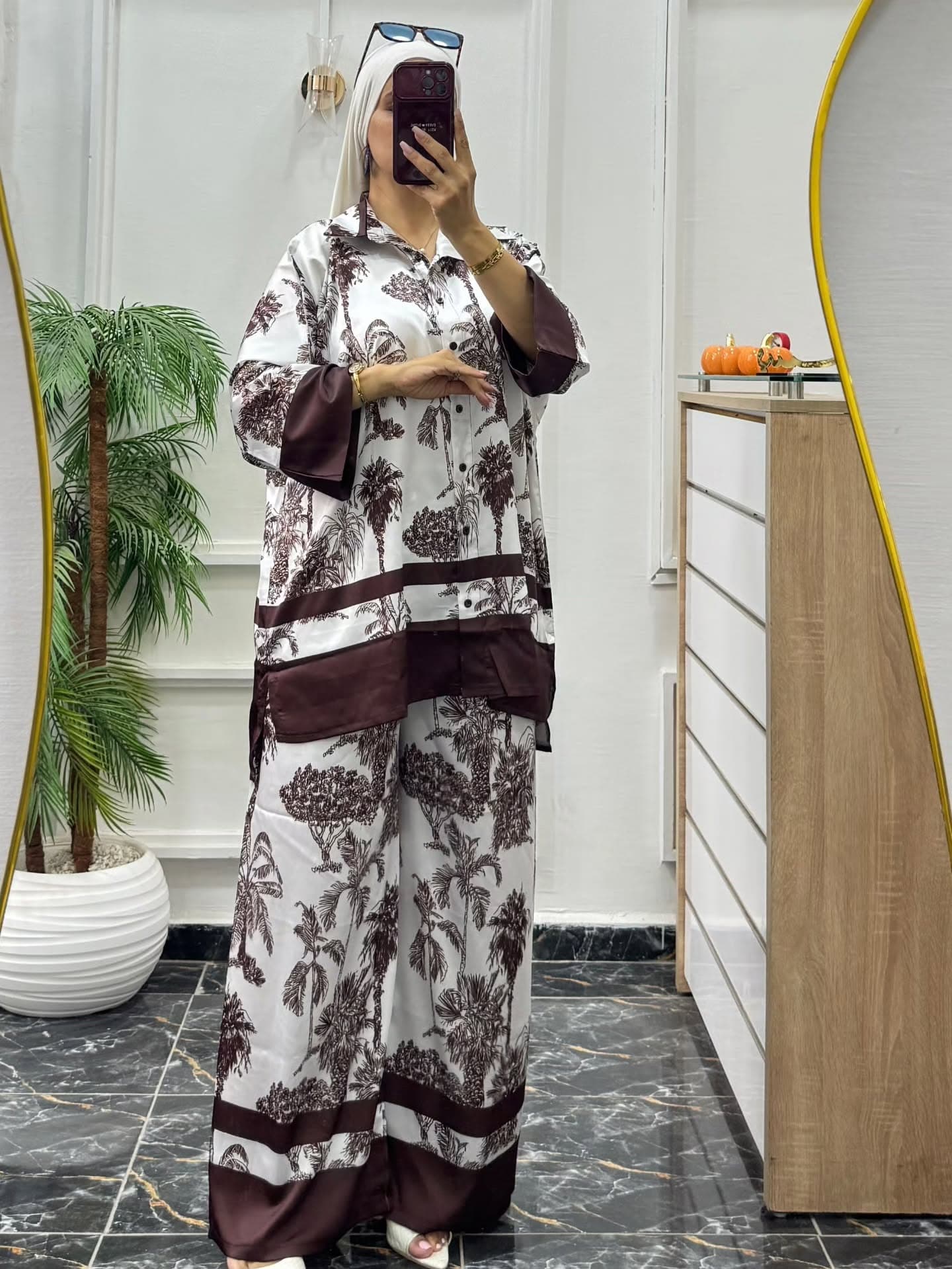 Ensemble Layla – Imprimé Satin 2 Pièces - Détail 1