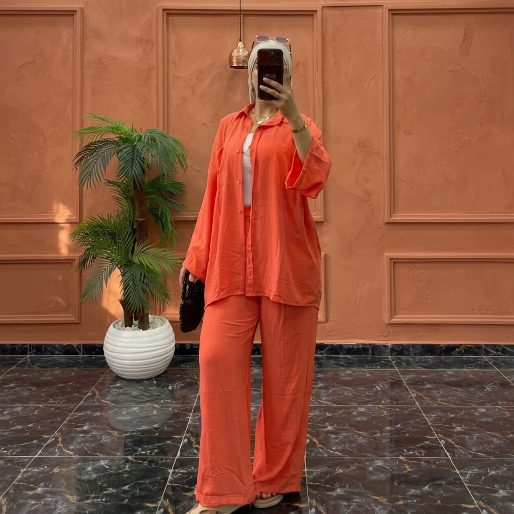 Ensemble Malak – Chemise & Pantalon Fluide - Détail 1